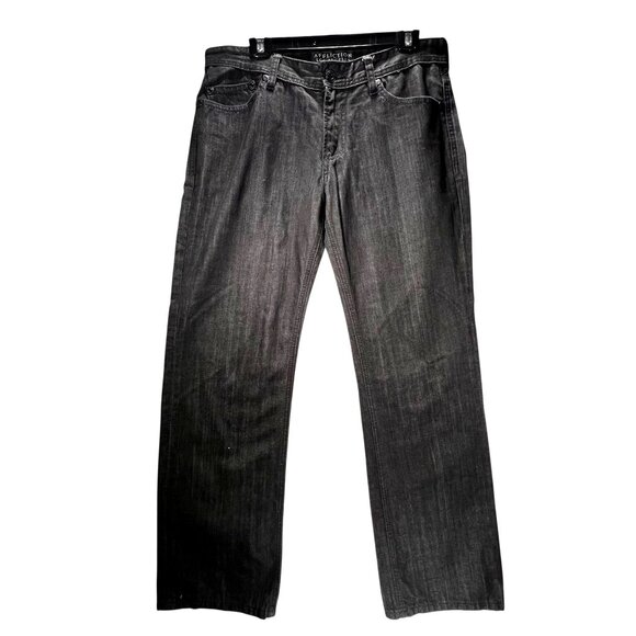 Affliction Black Jeans Blake Relaxed Straight Denim Mens 32x32 Studded Label - Picture 3 of 16